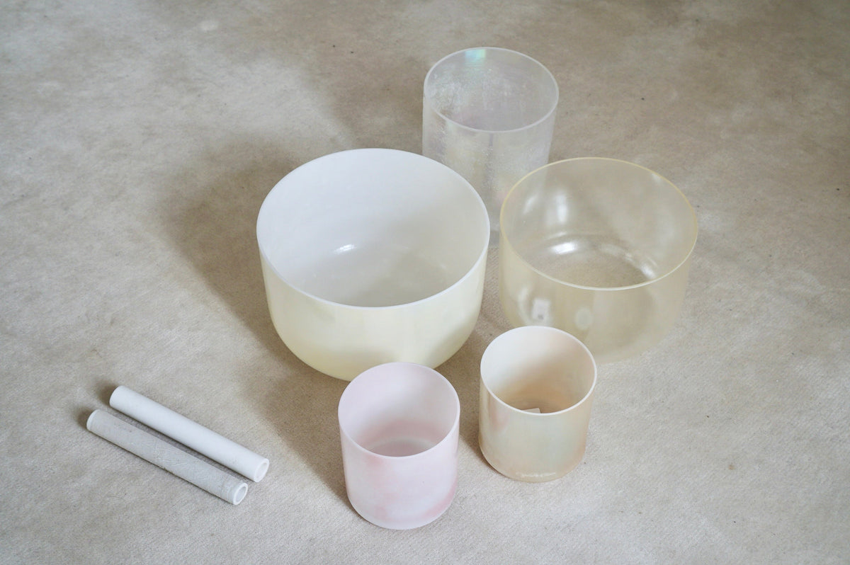 Crystal singing bowls arranged by chakra notes — a guide to choosing your Alchemy Crystal Singing Bowl
