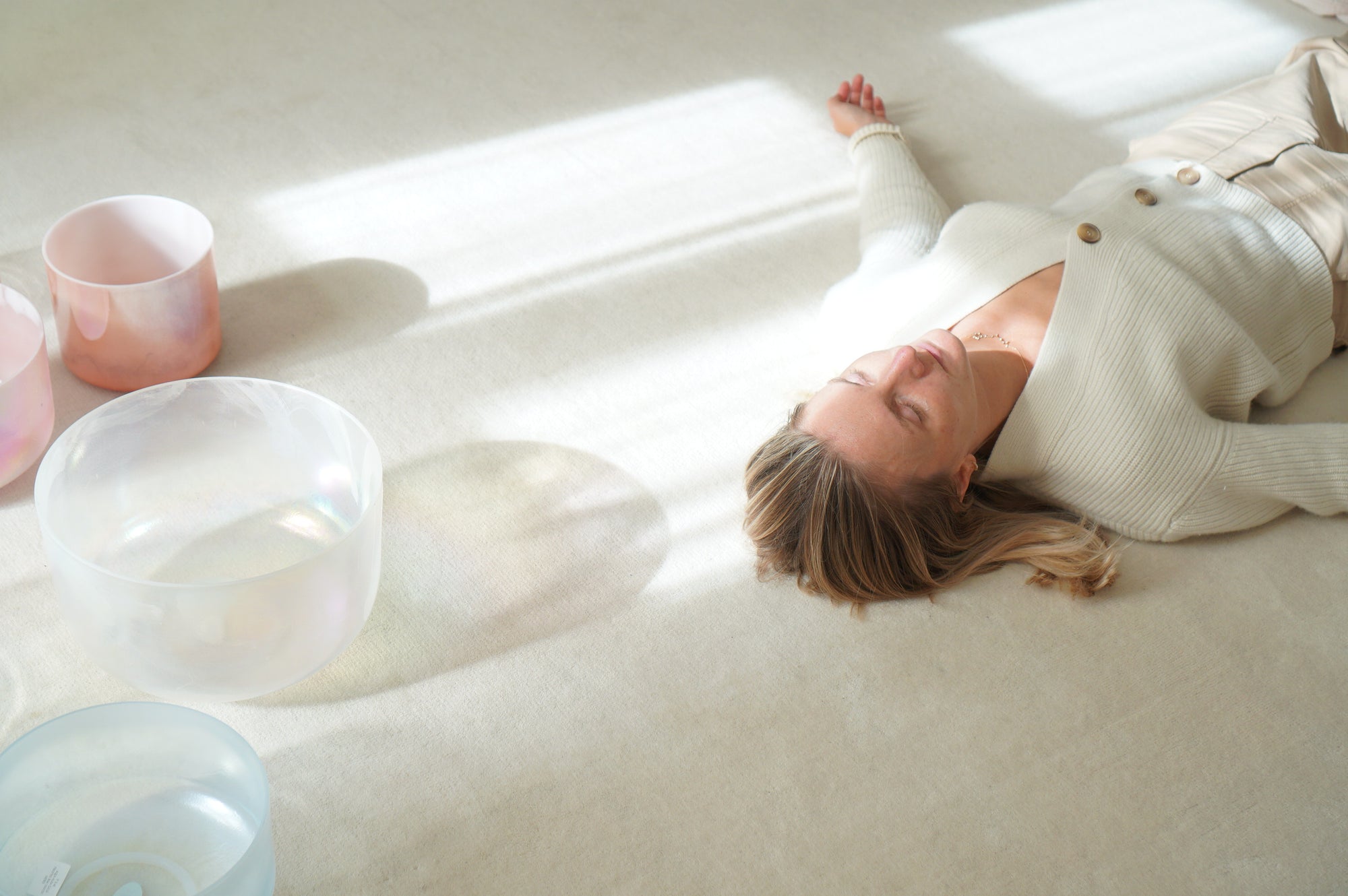 Crystal singing bowls sound healing session with Irina Sterna at Alchemy Sound Studio