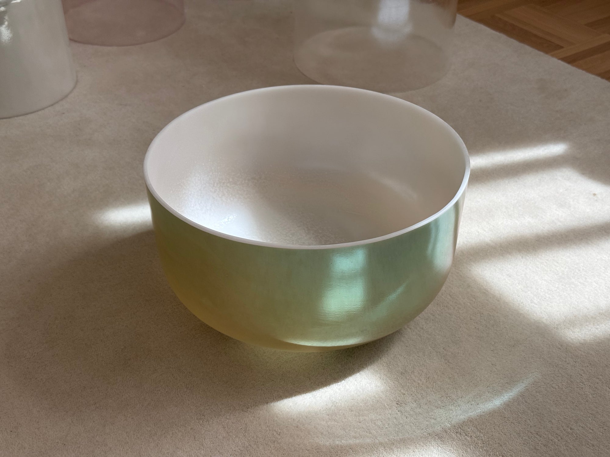 12" G-5 Laughing Buddha Supreme, Frosted Rim Inside Alchemy Crystal Singing Bowl
